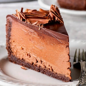 Slice of chocolate cheesecake