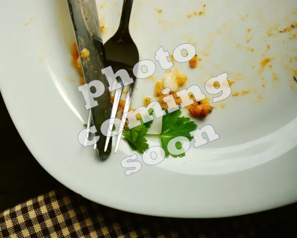 empty plate with remnants of a meal, photo coming soon